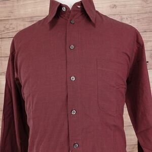 Claiborne Shirt Mens Large Crimson T-Weave Button Down Long Sleeve Cotton Pocket